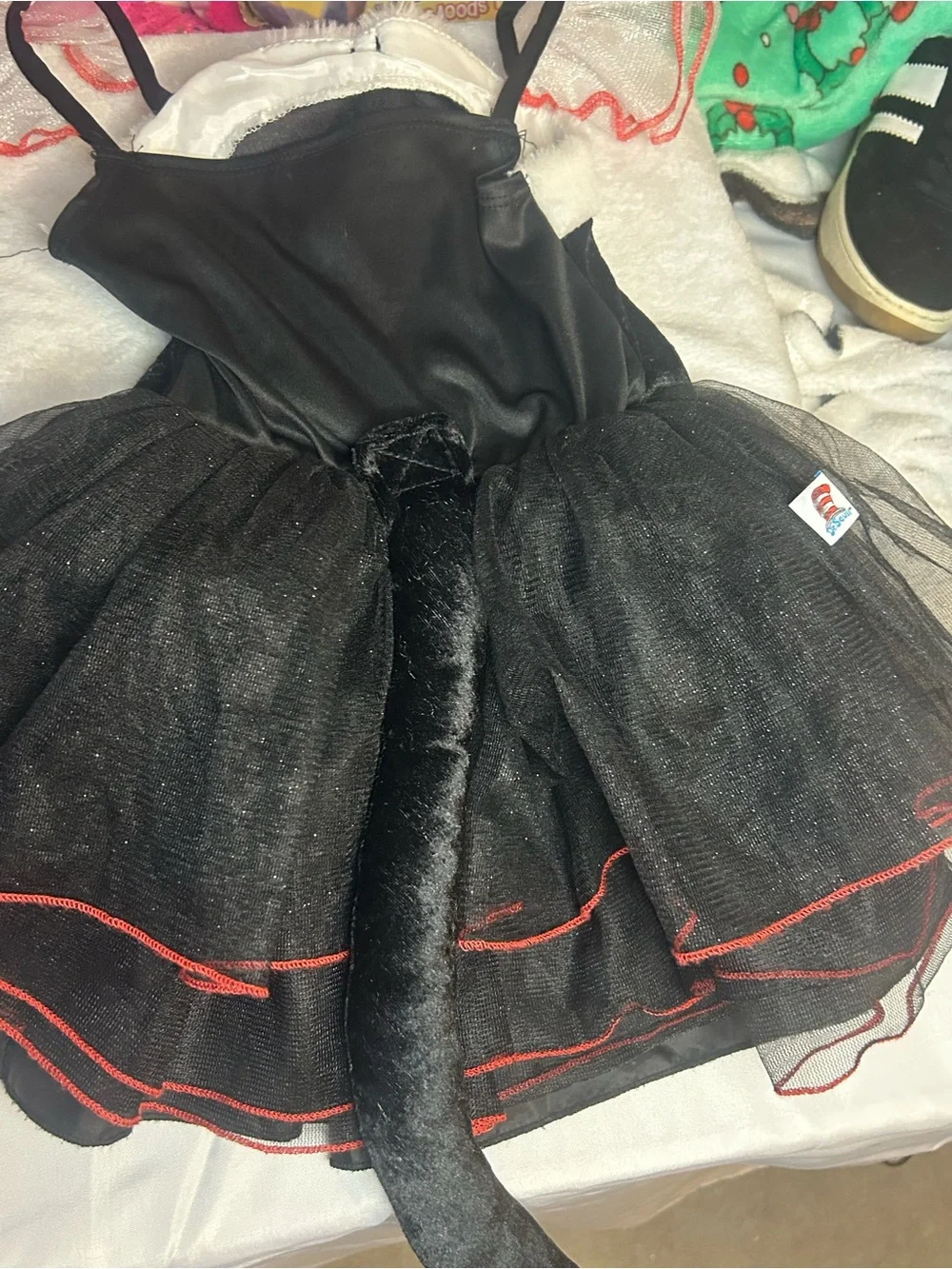 Black & Red Girls' Tulle Party Costume Dress Dr. Suess Cat in the hat